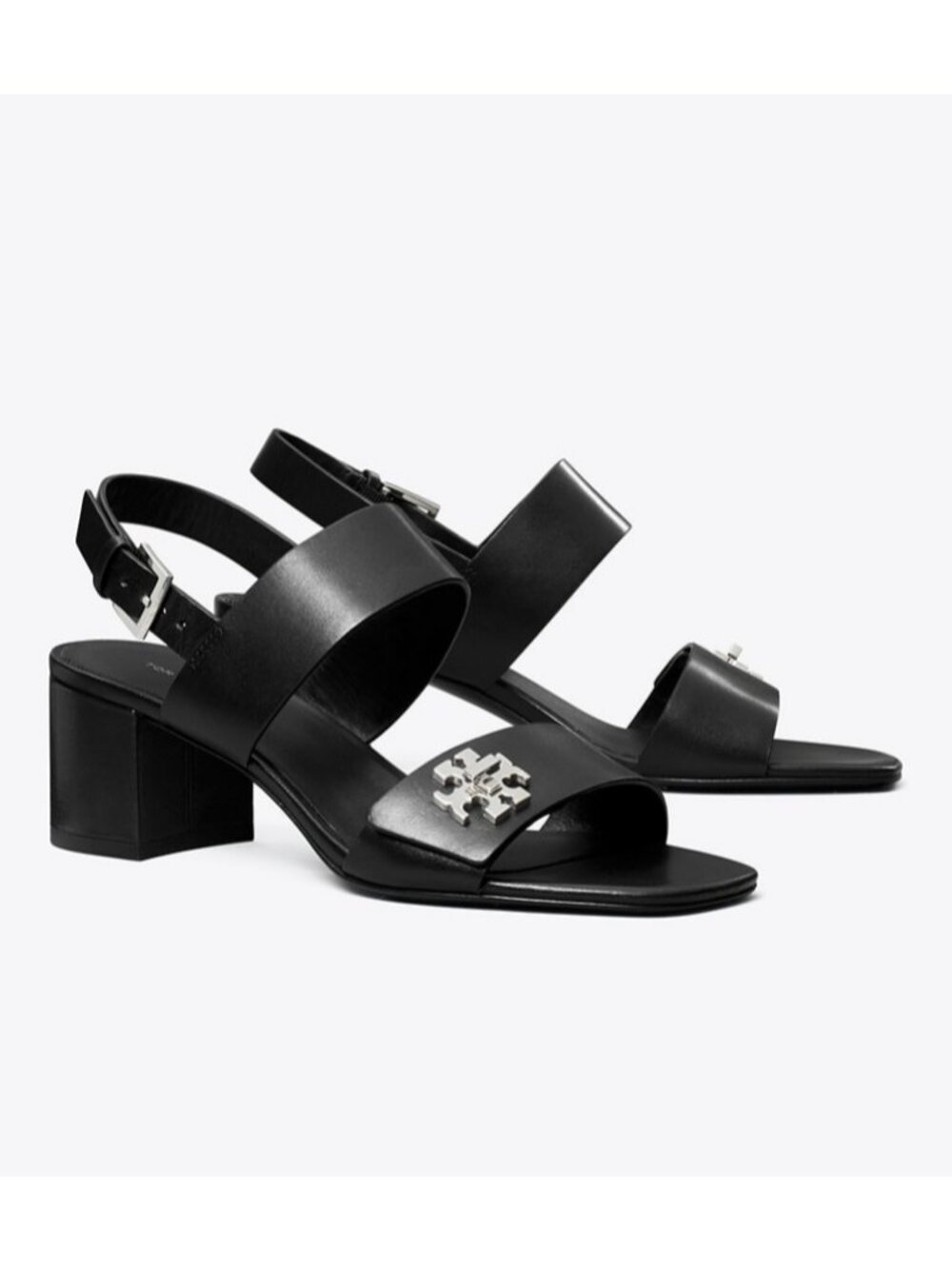 Tory Burch Turnlock Heeled Slingback Sandals Women's Black Classic Open Toe